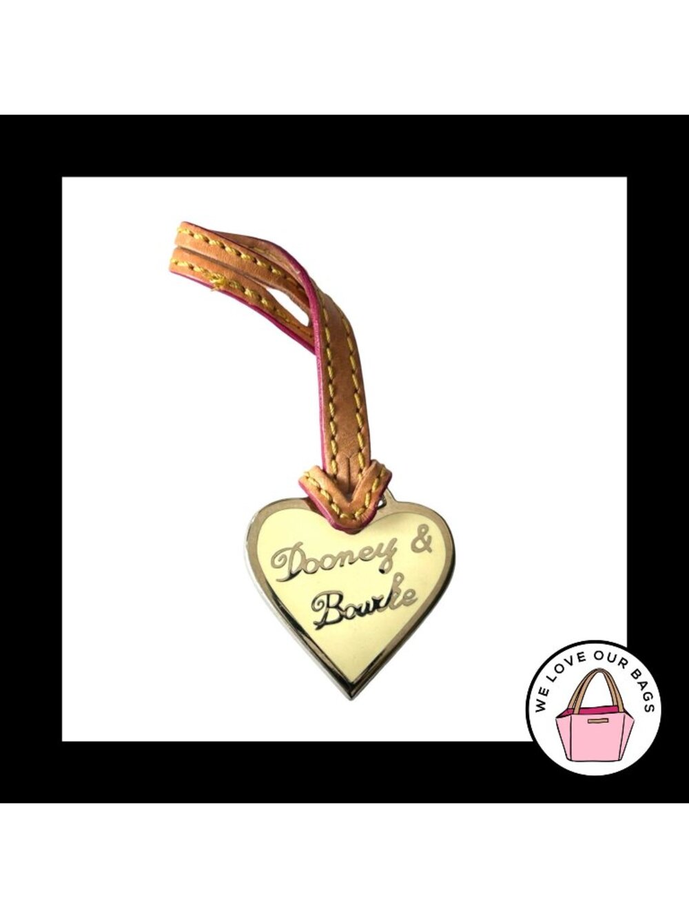VINTAGE Y2K DOONEY & BOURKE Bag Charm Heart Vachetta Leather Hang Tag Keychain